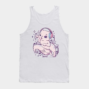 Cute cat in headphones feeling the melody of music song Tank Top